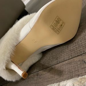 Azalea Wang all white fur and leather booties. Perfect for the winter season!